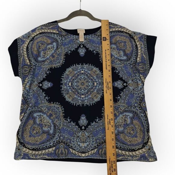 Chico's Women's Blue Print Paisley Top Blouse Sz M 1 - Picture 3 of 5